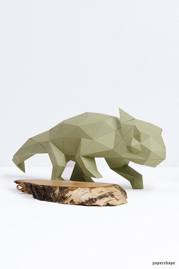 3d chameleon paper sculpture DIY #papershape 
