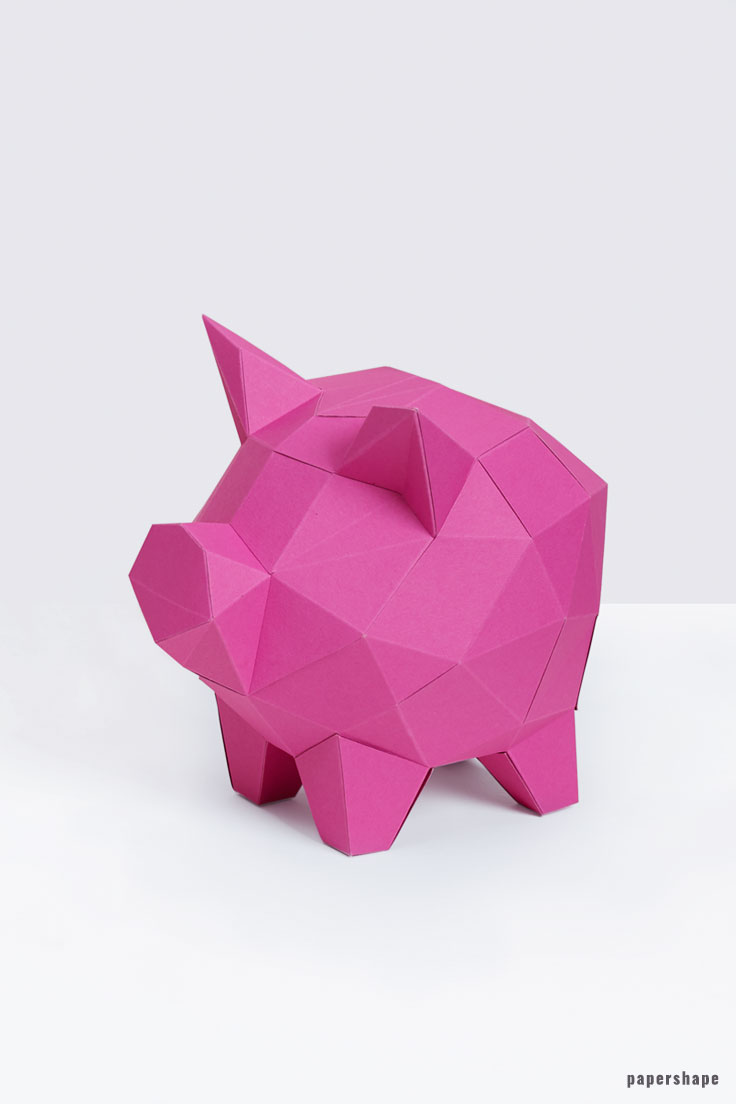 3d paper piggy bank - gift of money for a wedding or birthday party #papershape