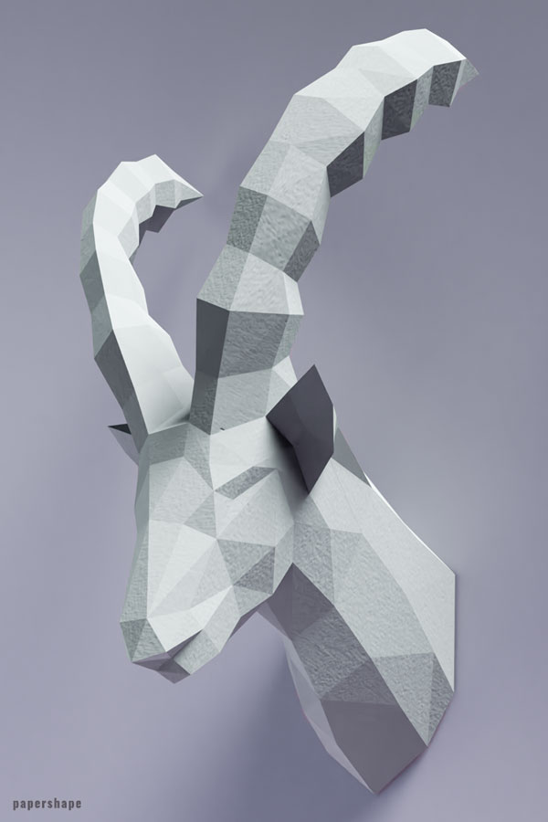 3D Einhorn Kopf aus Papier zum basteln - DIY Papierskulptur als Wanddeko #papershape