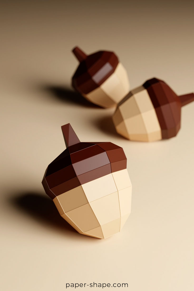 How to make 3d acorns from paper #papercraft #crafting #diy