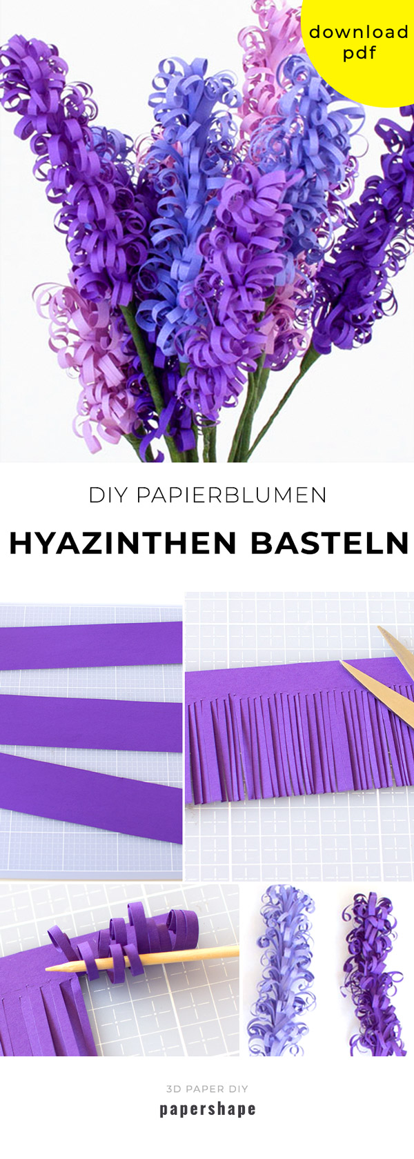 Hyazinthen Basteln Diy Blumen Für Den Frühling Aus Papier Papershape 2342