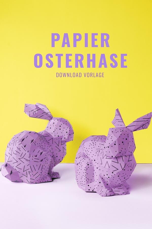 Easter bunny deko aus Papier (kostenlose Vorlage). Ich finde das geometrische Muster total cool - erinnert an Origami. PaperShape #osterhase #osterdeko #papercraft #diy