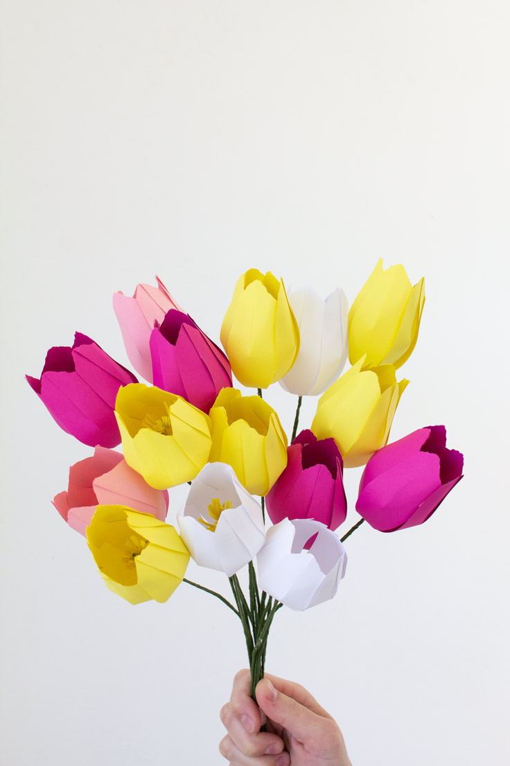 Papier Blumen Basteln Einfache Tulpen Mit Vorlage