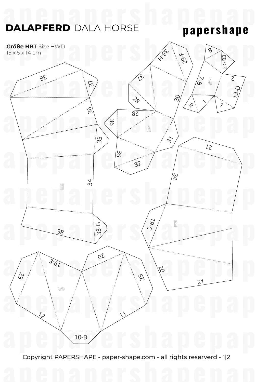 3D Dalapferd Bastelvorlage Vorschau PDF