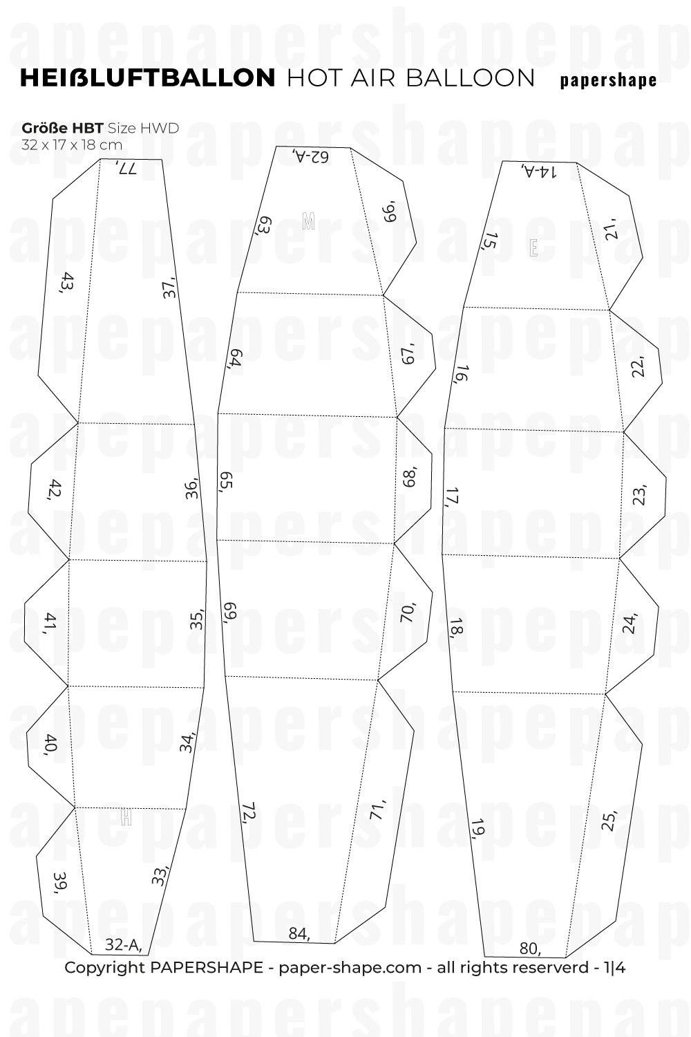 3D Heißluftballon Bastelvorlage Vorschau PDF