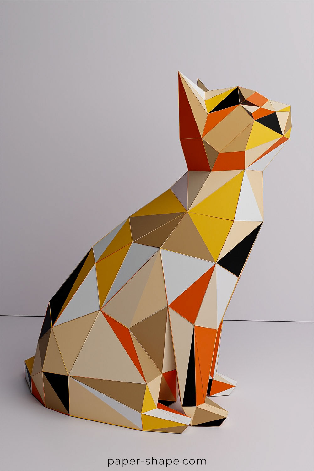 Bemalte Papercraft Katze in Orangetönen