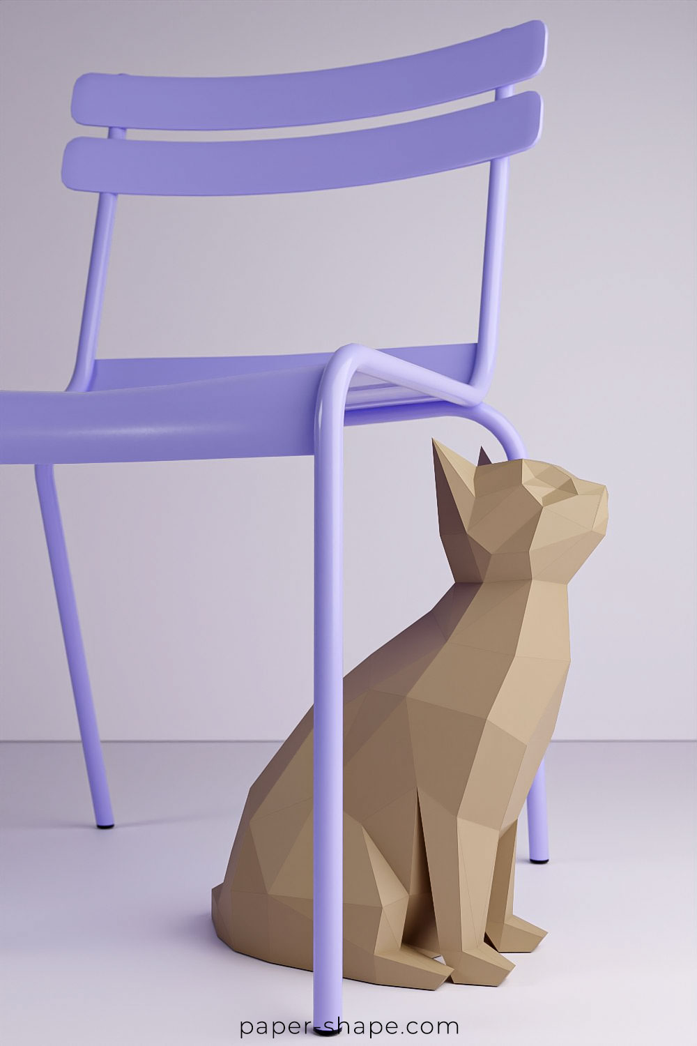 Papercraft Katze von hinten in perlweiß