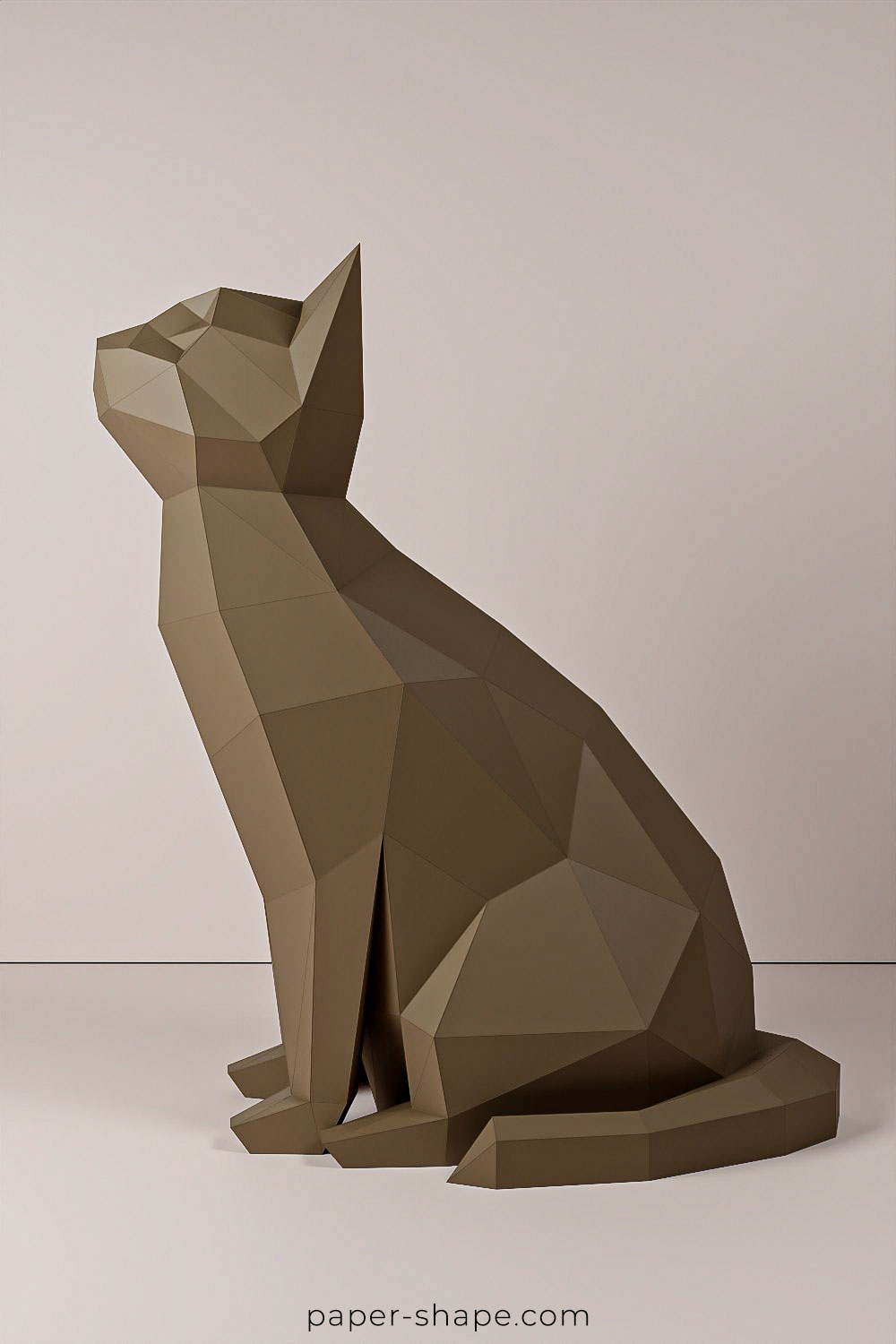 Brown 3d papercraft cat