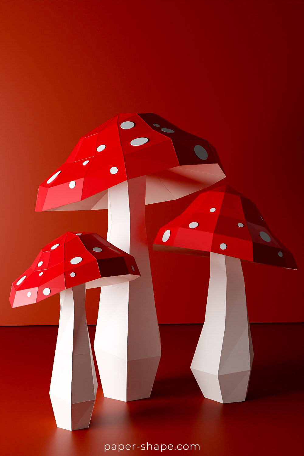 Fly agaric from paper in red and white