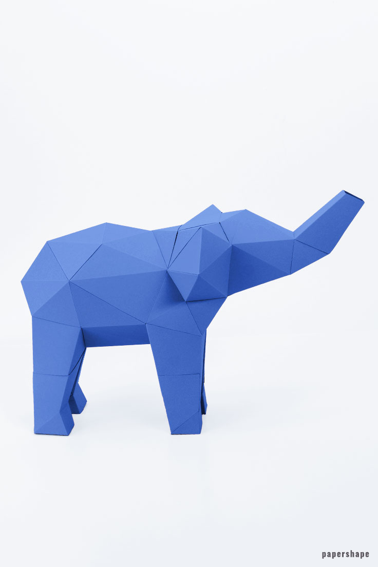 3D Papiertier Elefant zum Hinstellen als DIY Kit zum selbermachen #papershape 