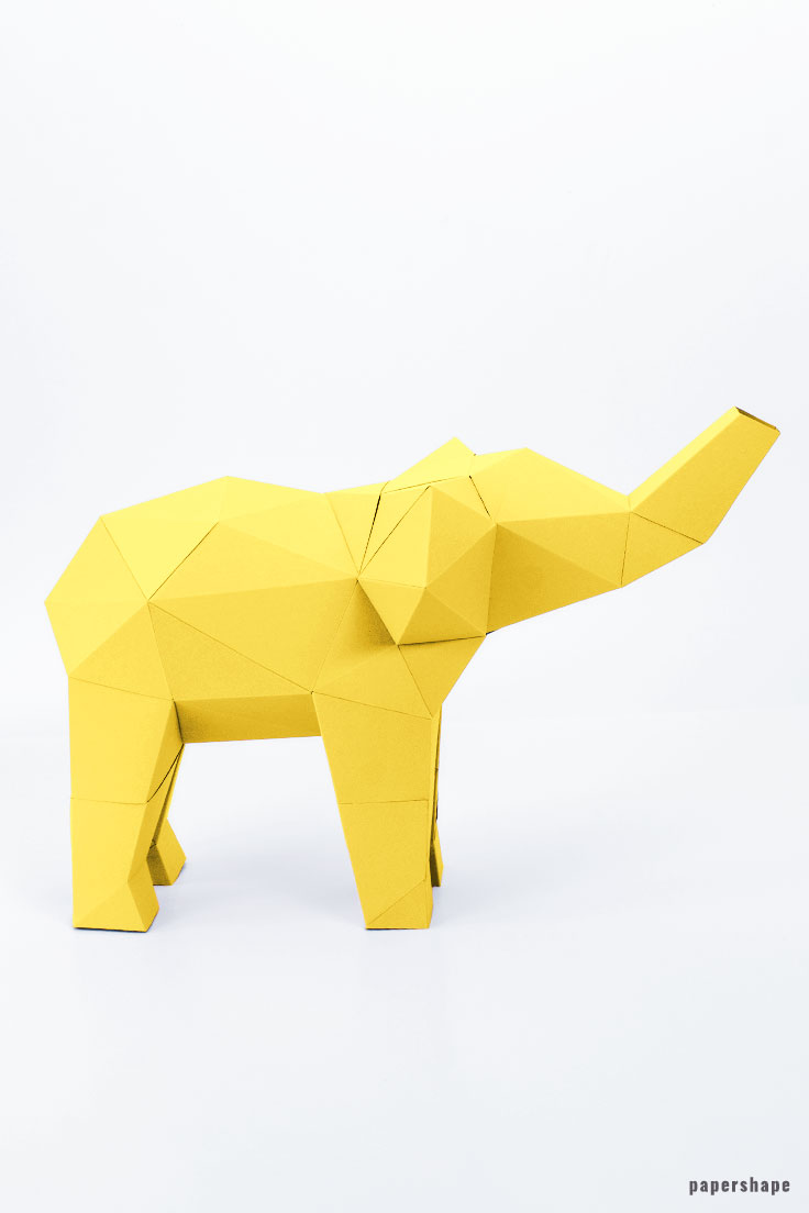 3D Elefant Papierskulptur, DIY Kit zum Falten #papershape