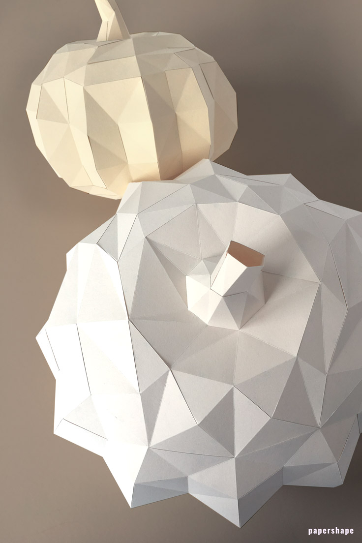 DIY 3D Papier Kürbis als Herbstdeko, Lampe oder für Halloween basteln - #papershape