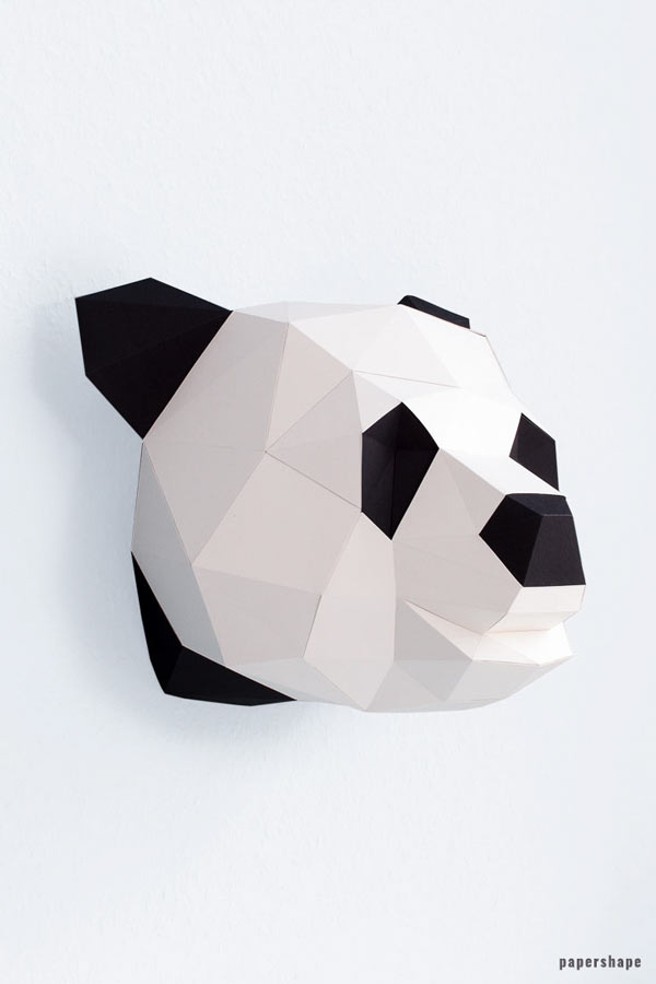 3d Panda aus Papier zum basteln - diy Papierskulptur #papershape